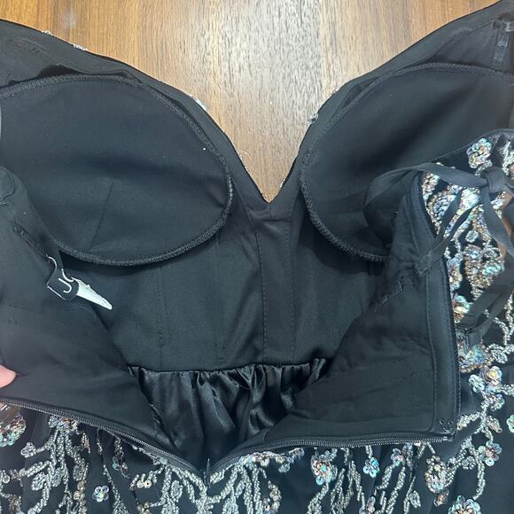 Jovani Black Strapless High Slit Evening Gown 23937, $1500 msrp, SIZE 16 NWT - Picture 3 of 13